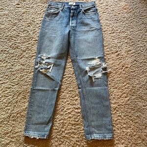 Agolde Fen High Rise Distressed Light Blue Jeans Sz 27